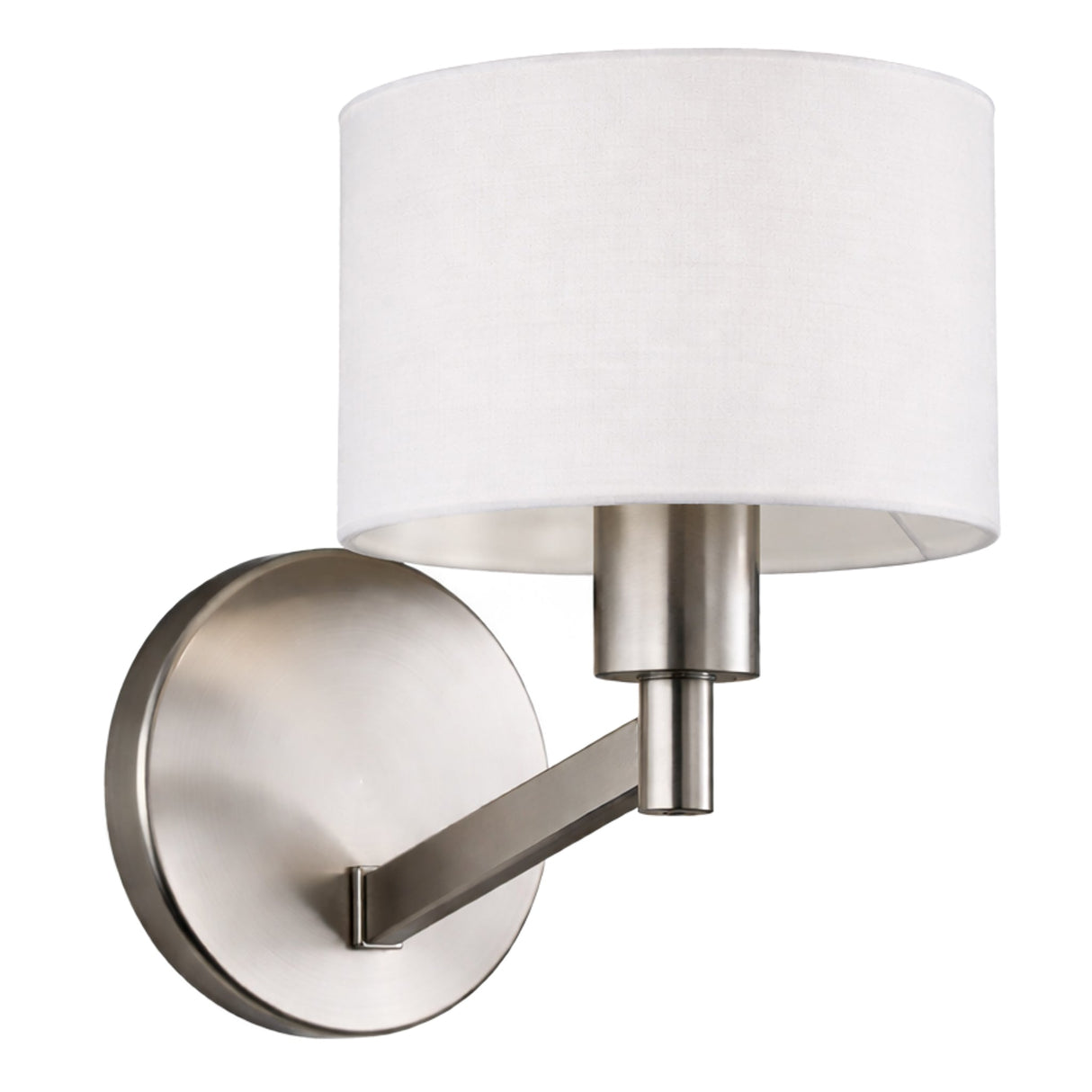 Nebula Brushed Nickel Base Wall Lamp with Rotary Switch White Fabric Shade from Ashcroft Furniture - Luna Furniture