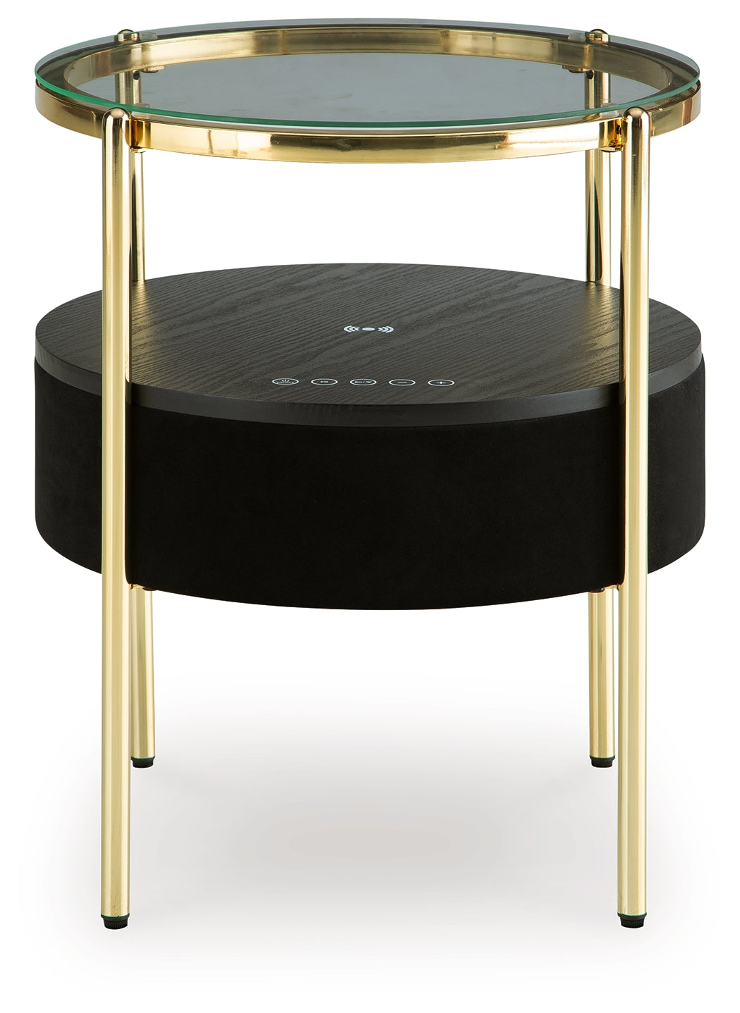 Nedman Black/Gold Finish Accent Table with Speaker from Ashley - Luna Furniture