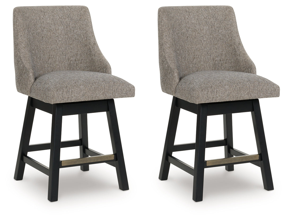 Neymorton Dark Grayish Brown Counter Height Barstool (Set of 2), Set of 2 from Ashley - Luna Furniture