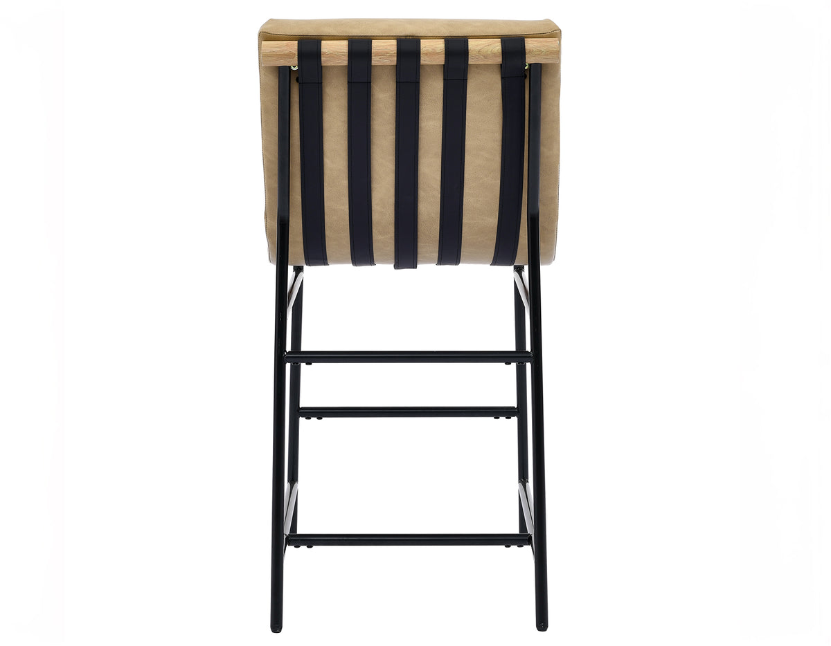 Nicco Black/Sand Vegan Leather 30-inch Bar Chair from Steve Silver - Luna Furniture
