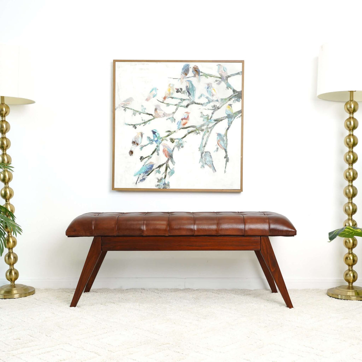 Maja Tan Leather Bench from Midinmod - Luna Furniture