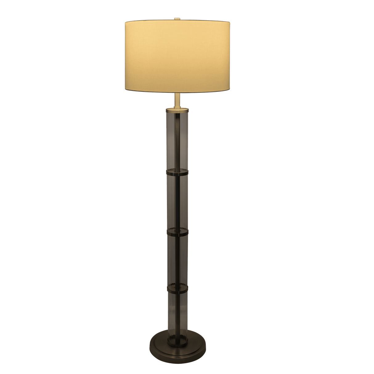 Nimbus Brushed Nickel Floor Lamp with 3-Way Rotary Switch Clear Glass Body Metal Base from Midinmod - Luna Furniture