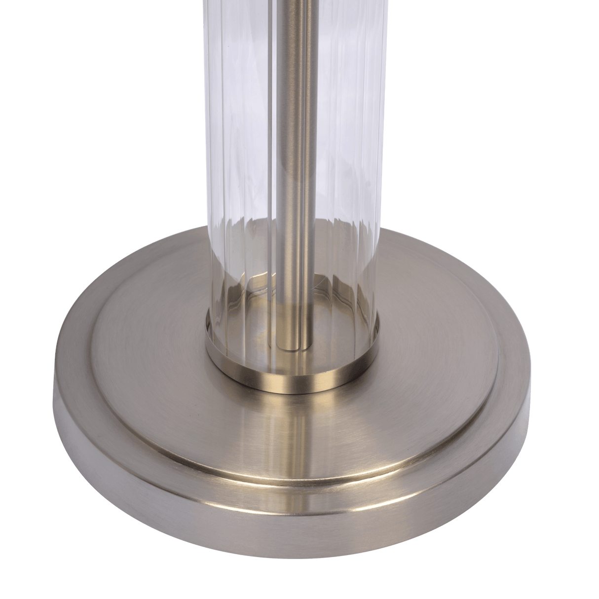 Nimbus Brushed Nickel Floor Lamp with 3-Way Rotary Switch Clear Glass Body Metal Base from Midinmod - Luna Furniture