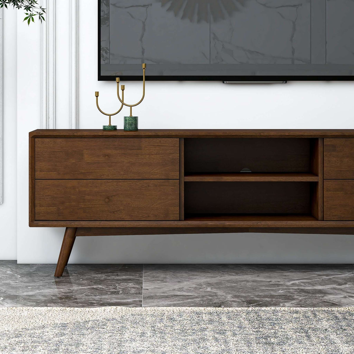 Caroline Mid-Century Modern Style Walnut TV Stand Up To 72" from Ashcroft Furniture - Luna Furniture