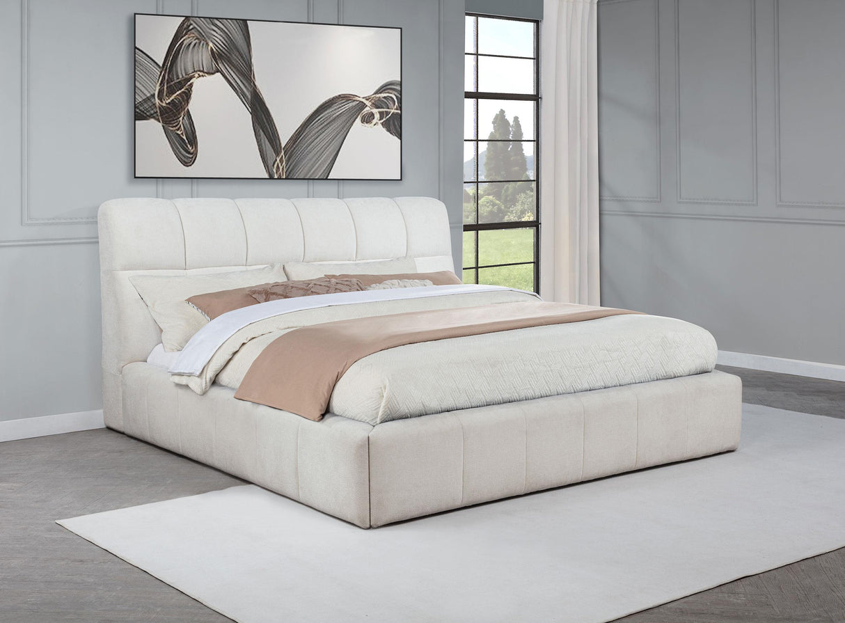 Nollet Cream 48-inch Upholstered California King Platform Bed from Coaster - Luna Furniture