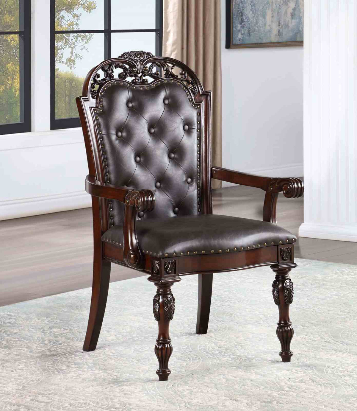 Nouvelle Brown Cherry/Espresso 7-Piece Dining Room Set from Furniture of America - Luna Furniture