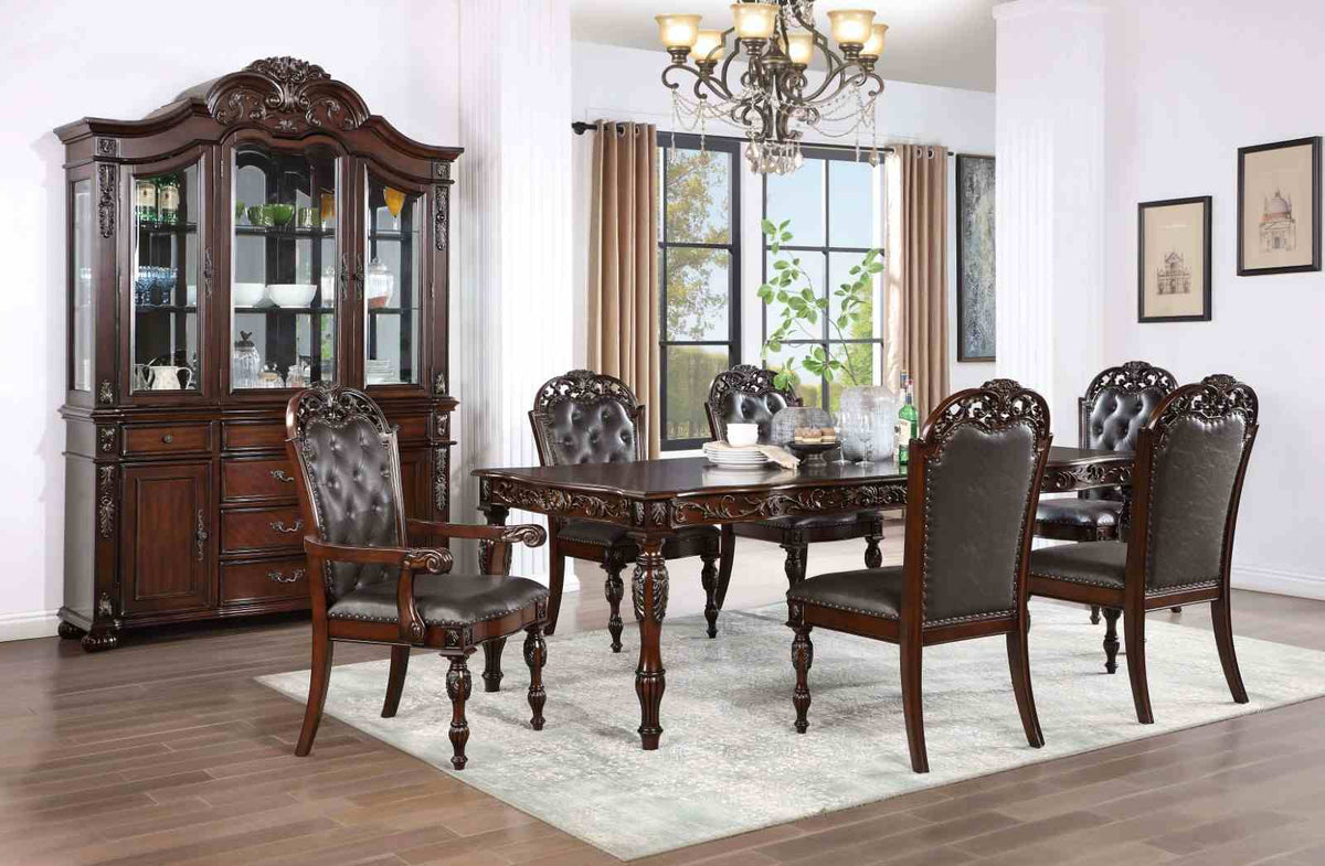 Nouvelle Brown Cherry/Espresso 7-Piece Dining Room Set from Furniture of America - Luna Furniture