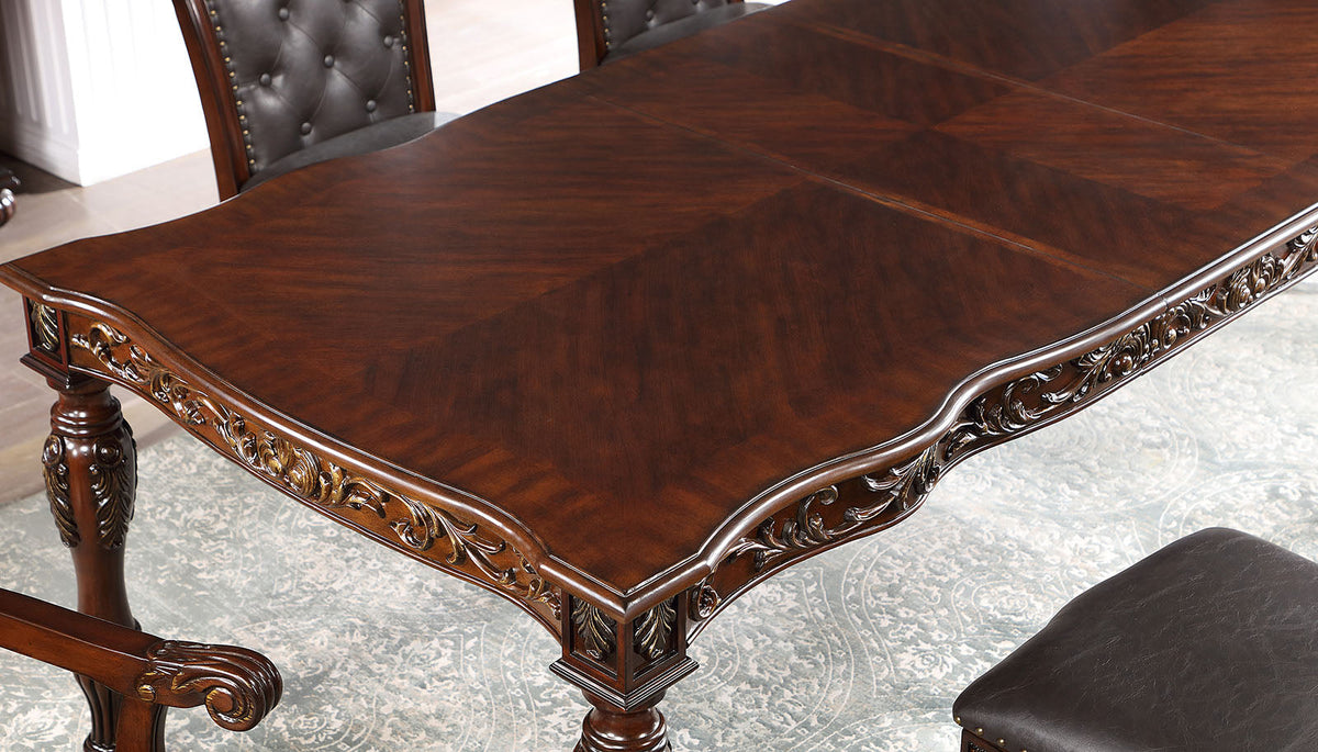 Nouvelle Brown Cherry/Espresso Traditional Expandable Dining Room Set from Furniture of America - Luna Furniture