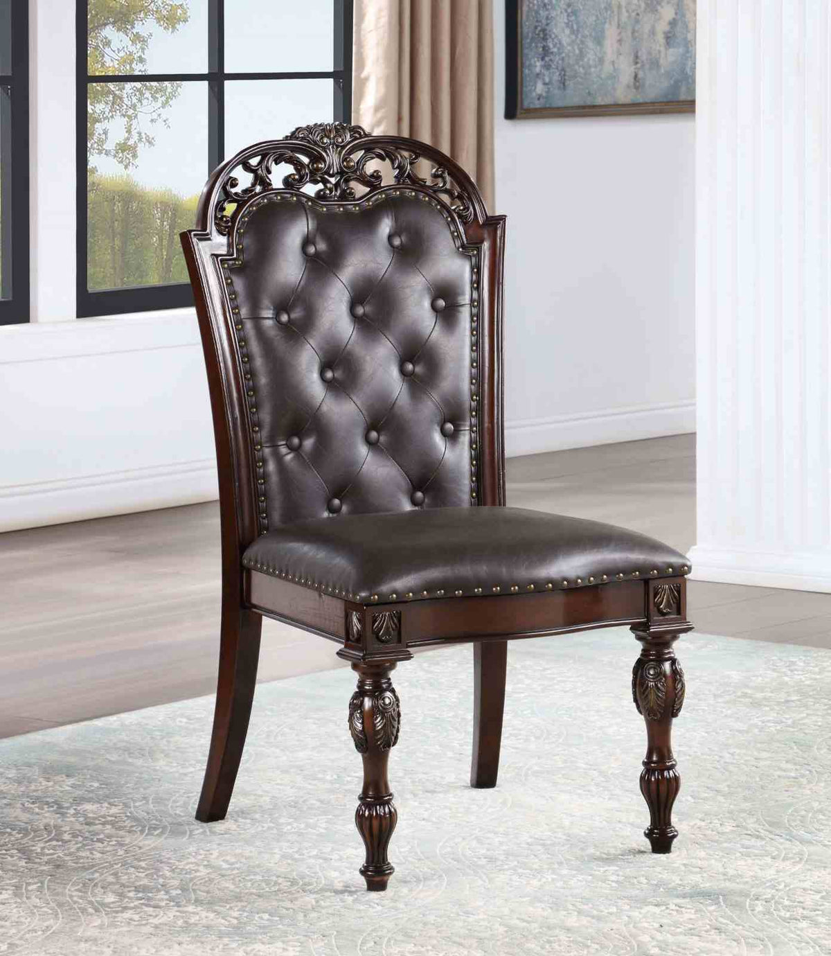 Nouvelle Brown Cherry/Espresso Traditional Expandable Dining Room Set from Furniture of America - Luna Furniture