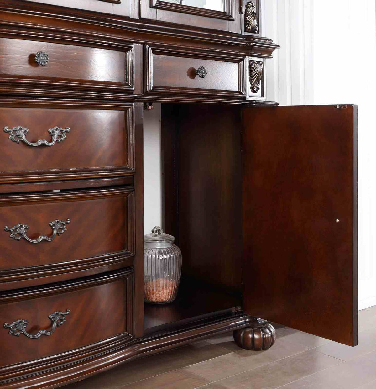 Nouvelle Brown Cherry Hutch & Buffet from Furniture of America - Luna Furniture