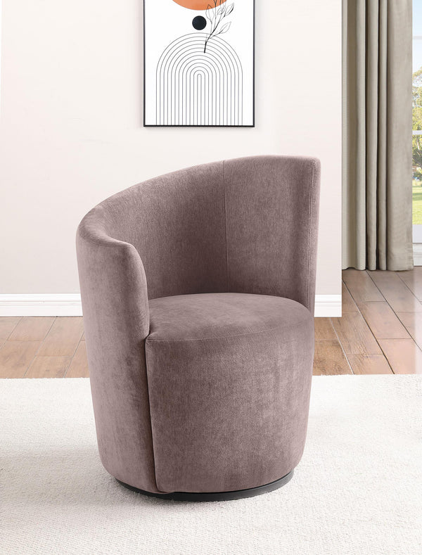 Nueva Blush Upholstered Swivel Chair Curved Backrest