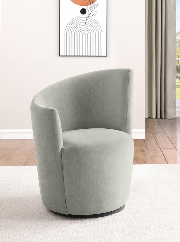 Nueva Dove Gray Upholstered Swivel Chair Curved Backrest