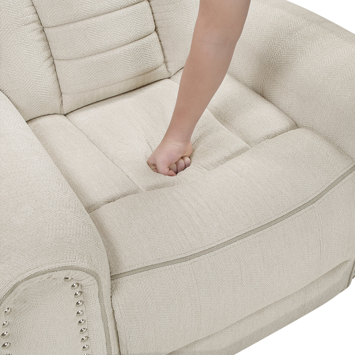 Nutmeg Beige Double Reclining Loveseat with Center Console from Homelegance - Luna Furniture