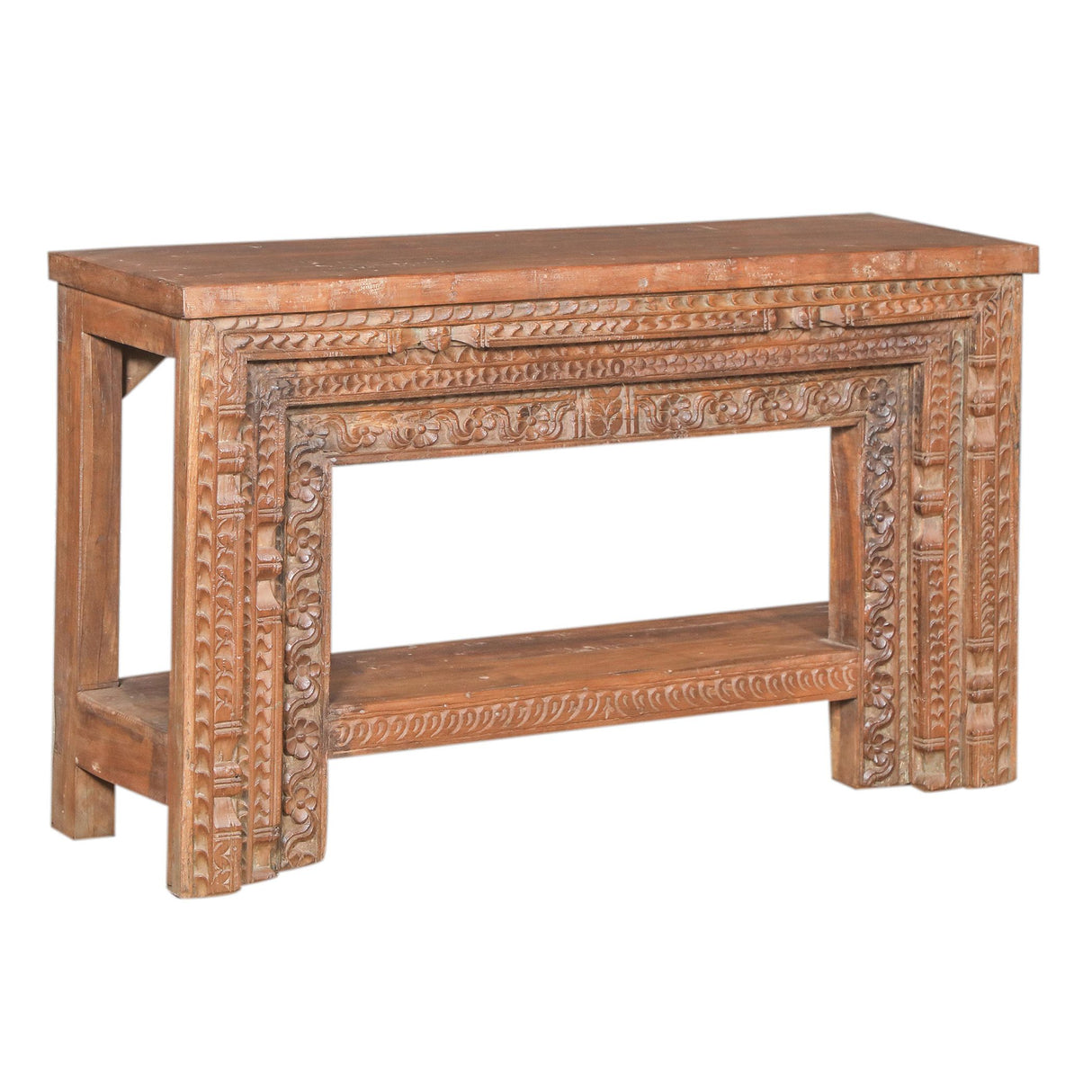 Wood Console Table with Hand Carved Panel from Home Trends & Design - Luna Furniture