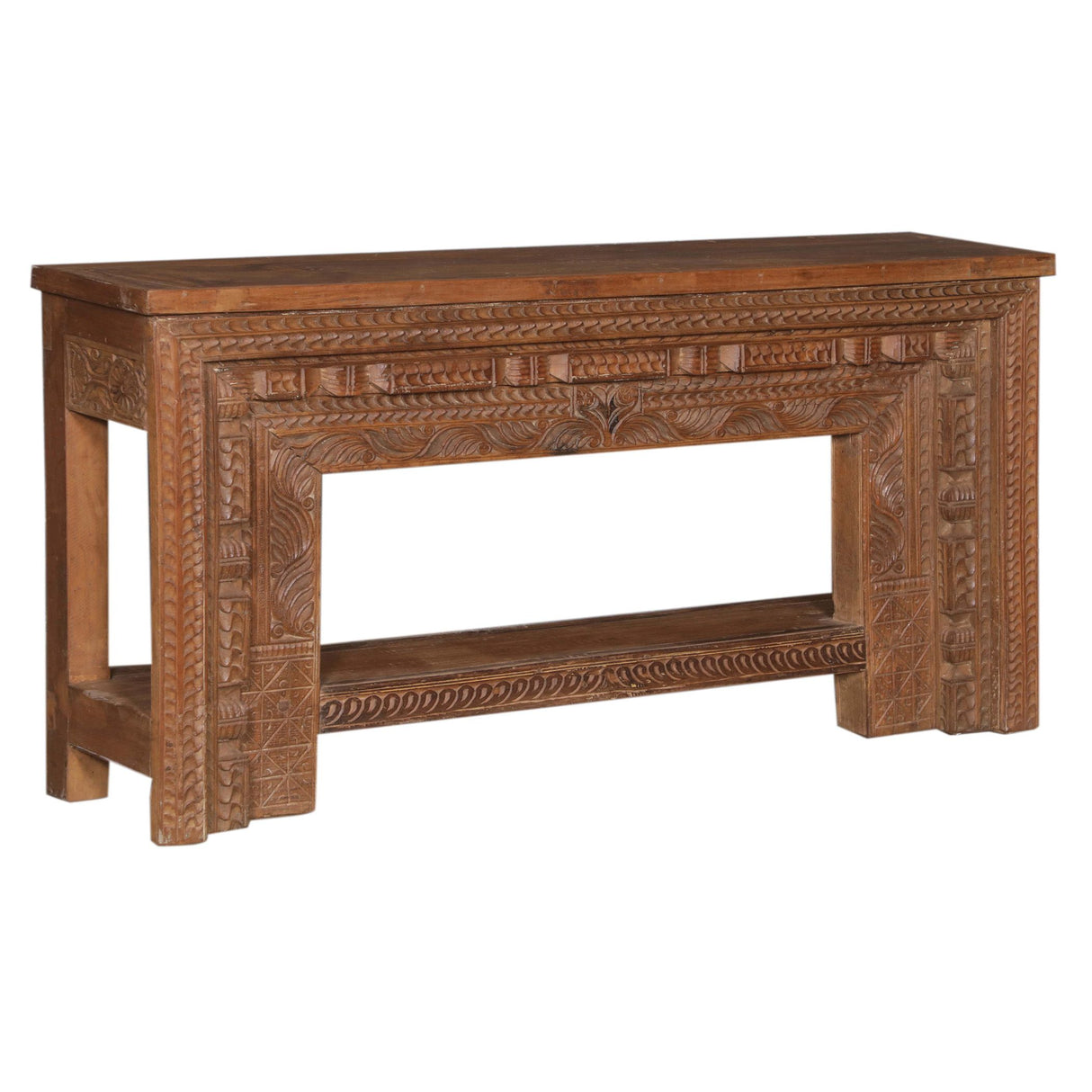 Wood Console Table with Hand Carved Panel from Home Trends & Design - Luna Furniture