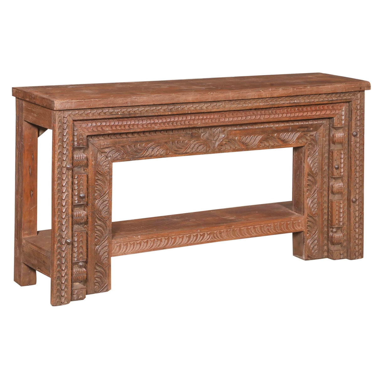 Wood Console Table with Hand Carved Panel from Home Trends & Design - Luna Furniture