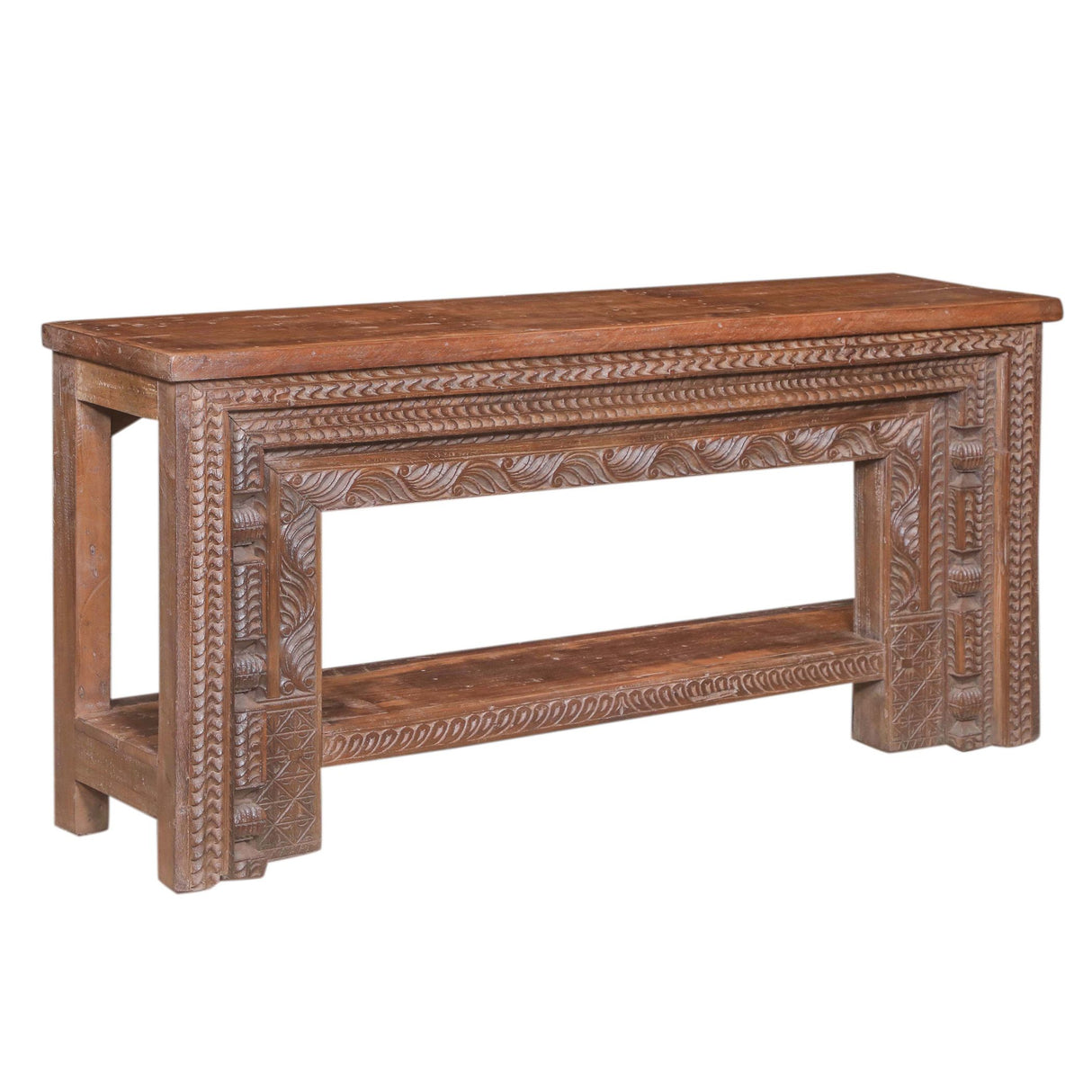 Wood Console Table with Hand Carved Panel from Home Trends & Design - Luna Furniture