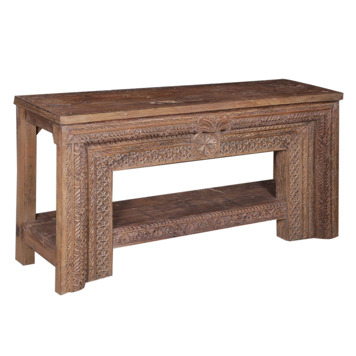 Wood Console Table with Hand Carved Panel from Home Trends & Design - Luna Furniture