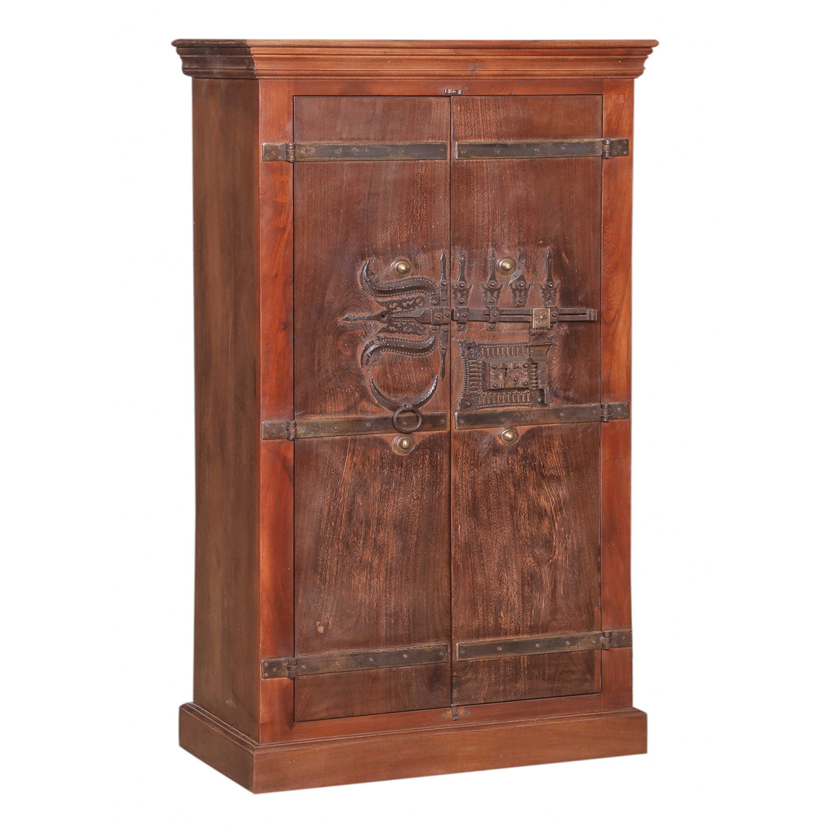 Tall Wood Cabinet with Hand Carved Doors from Home Trends & Design - Luna Furniture