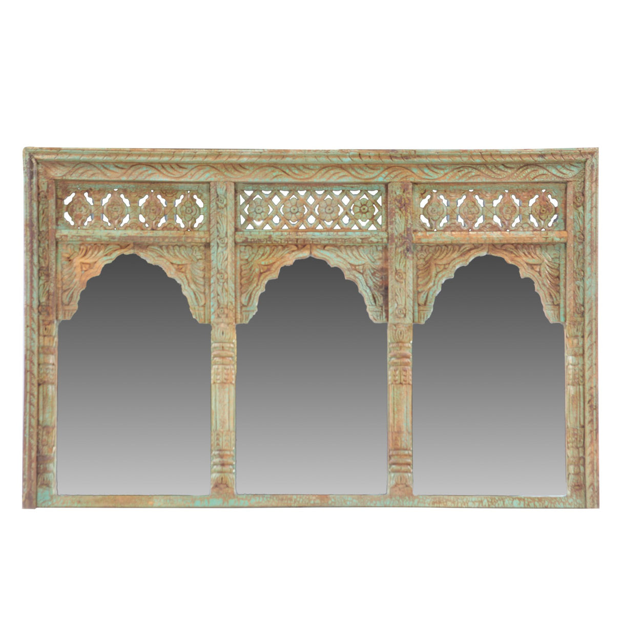 Wood Carved Triple Arch Mirror Frame