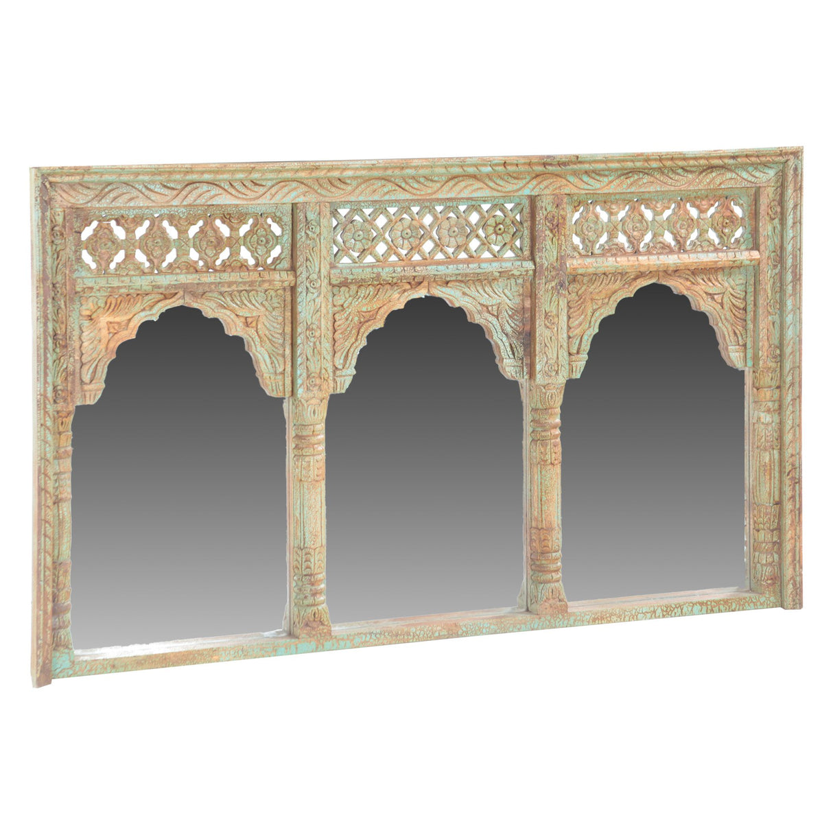 Wood Carved Triple Arch Mirror Frame