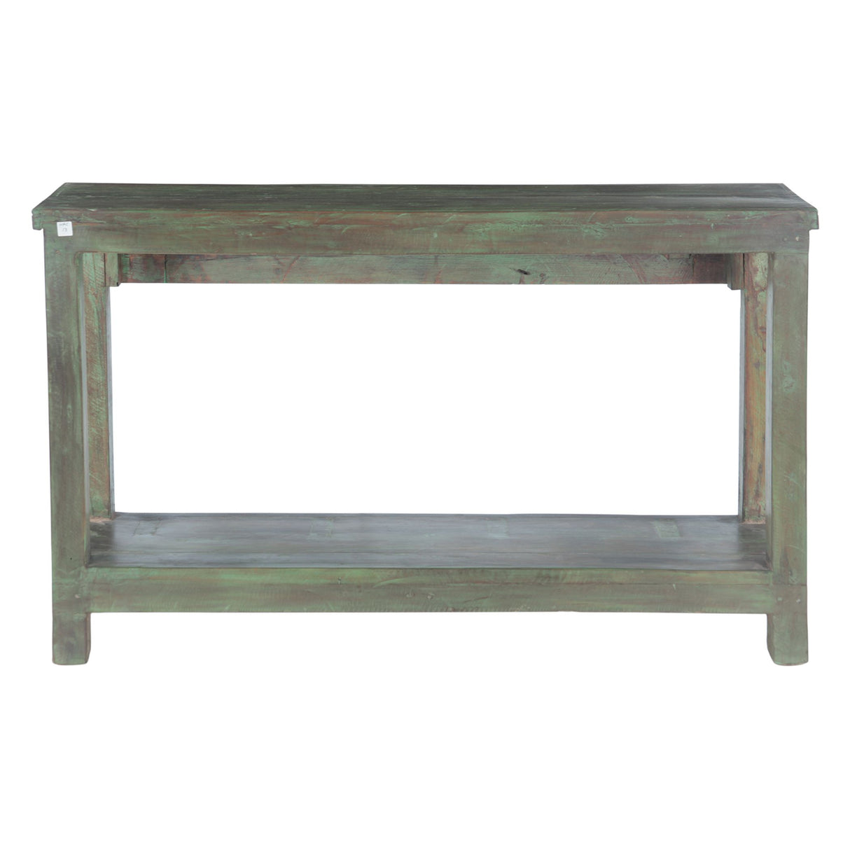 Hand Carved Wood Console Table with Bottom Shelf