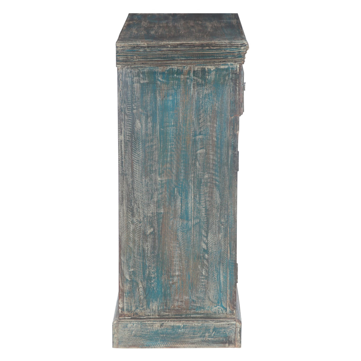 Hand Carved Wood Cabinet with Two Drawers and Two Doors