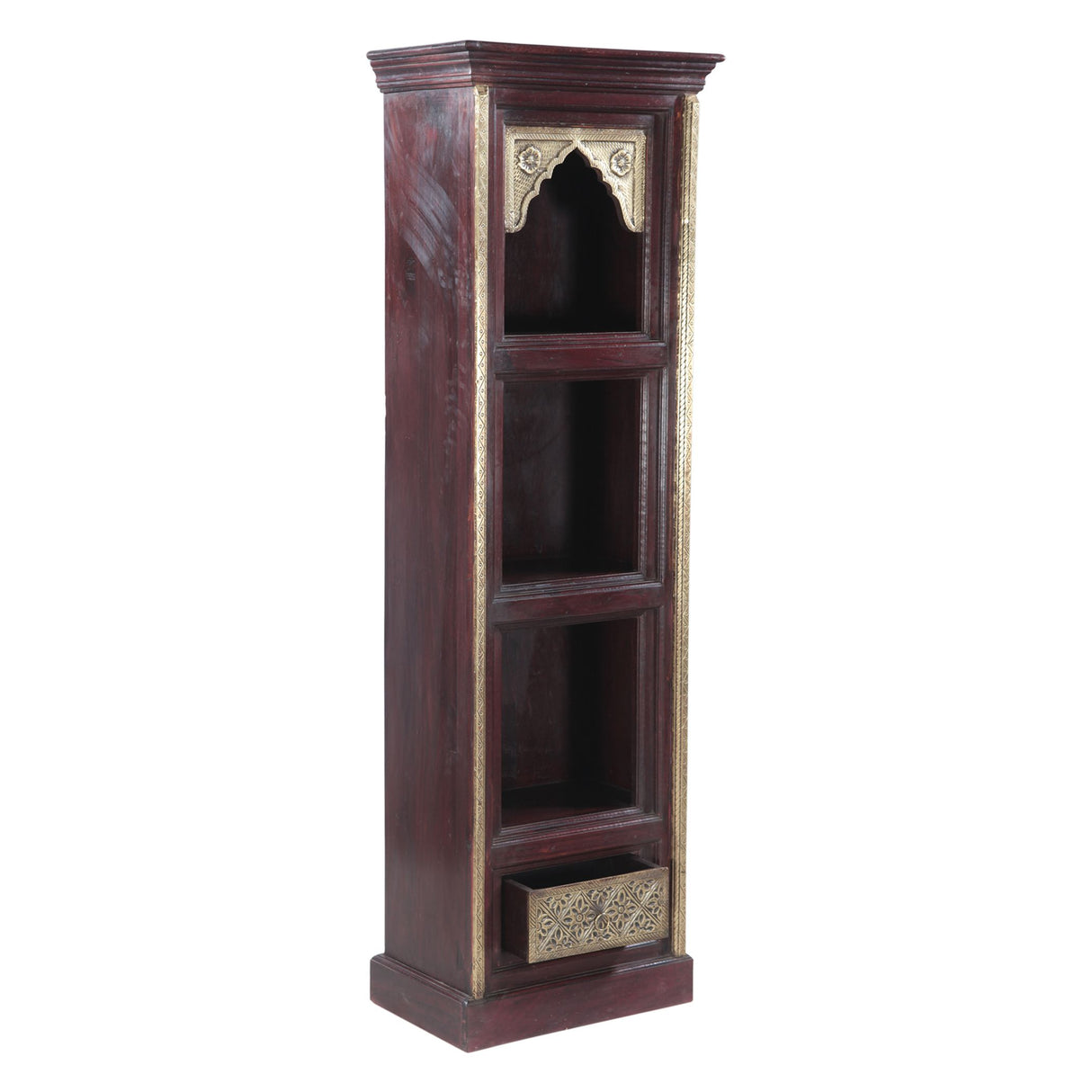 Wood Bookshelf with Brass Fittings