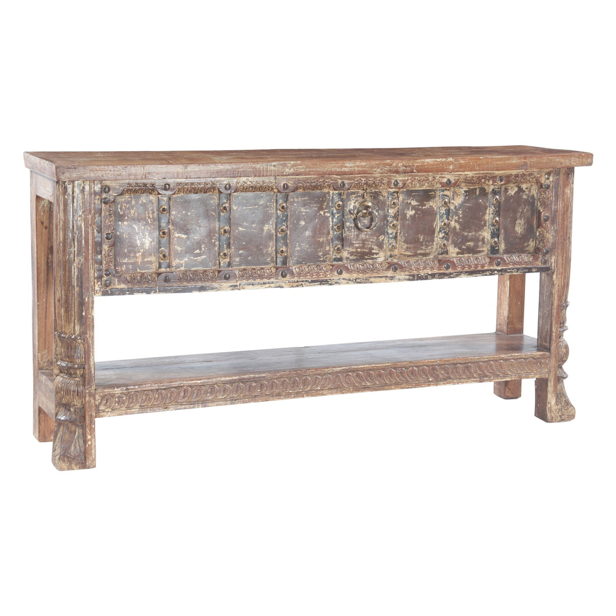 Wood Door Console Table with Bottom Shelf