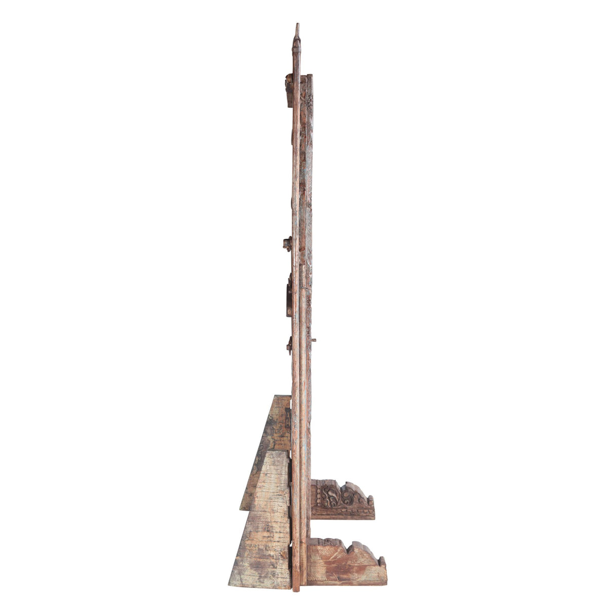 Hand Carved Wood Mehraab Door on Iron Stand