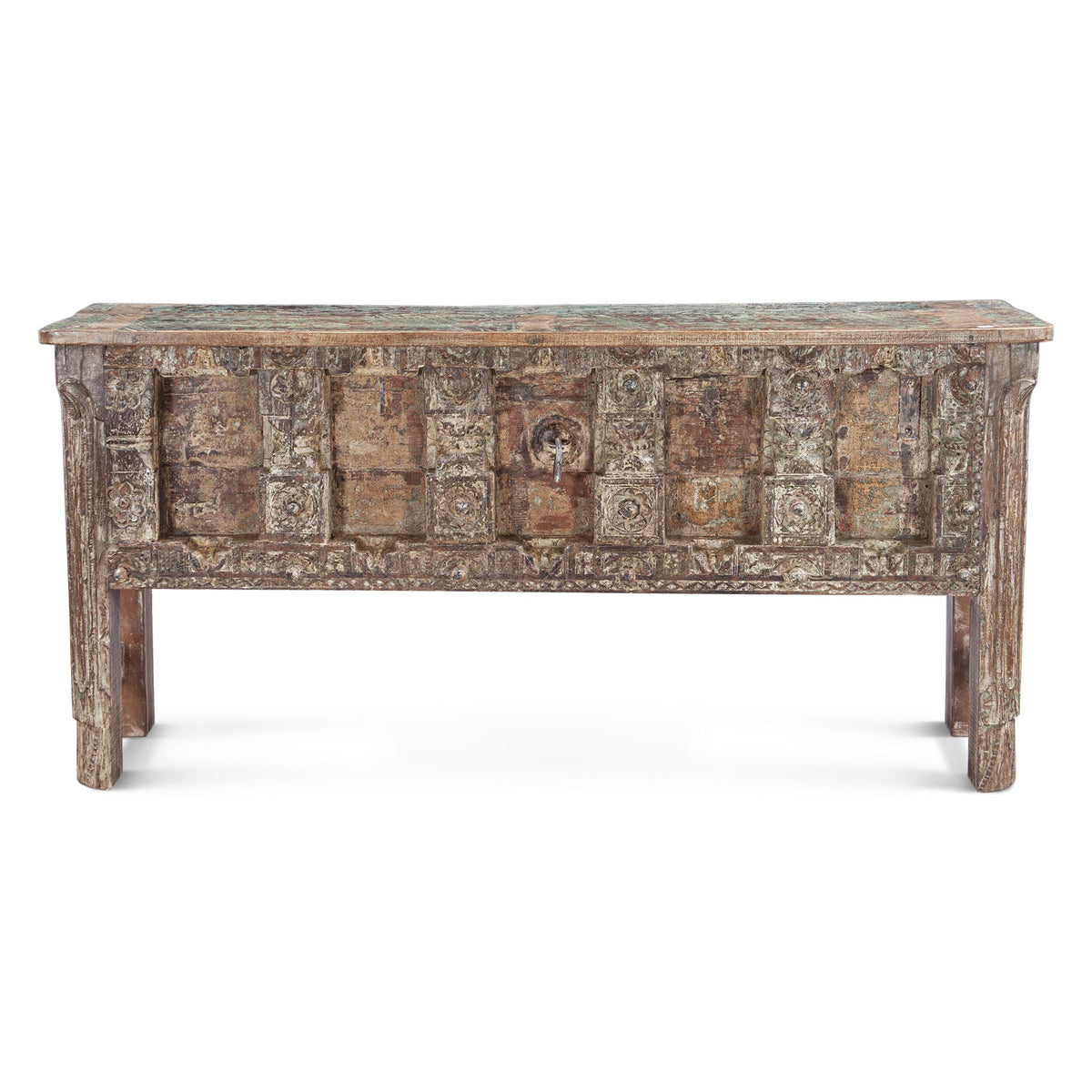 Finely Carved Reclaimed Door Console Table from Home Trends & Design - Luna Furniture