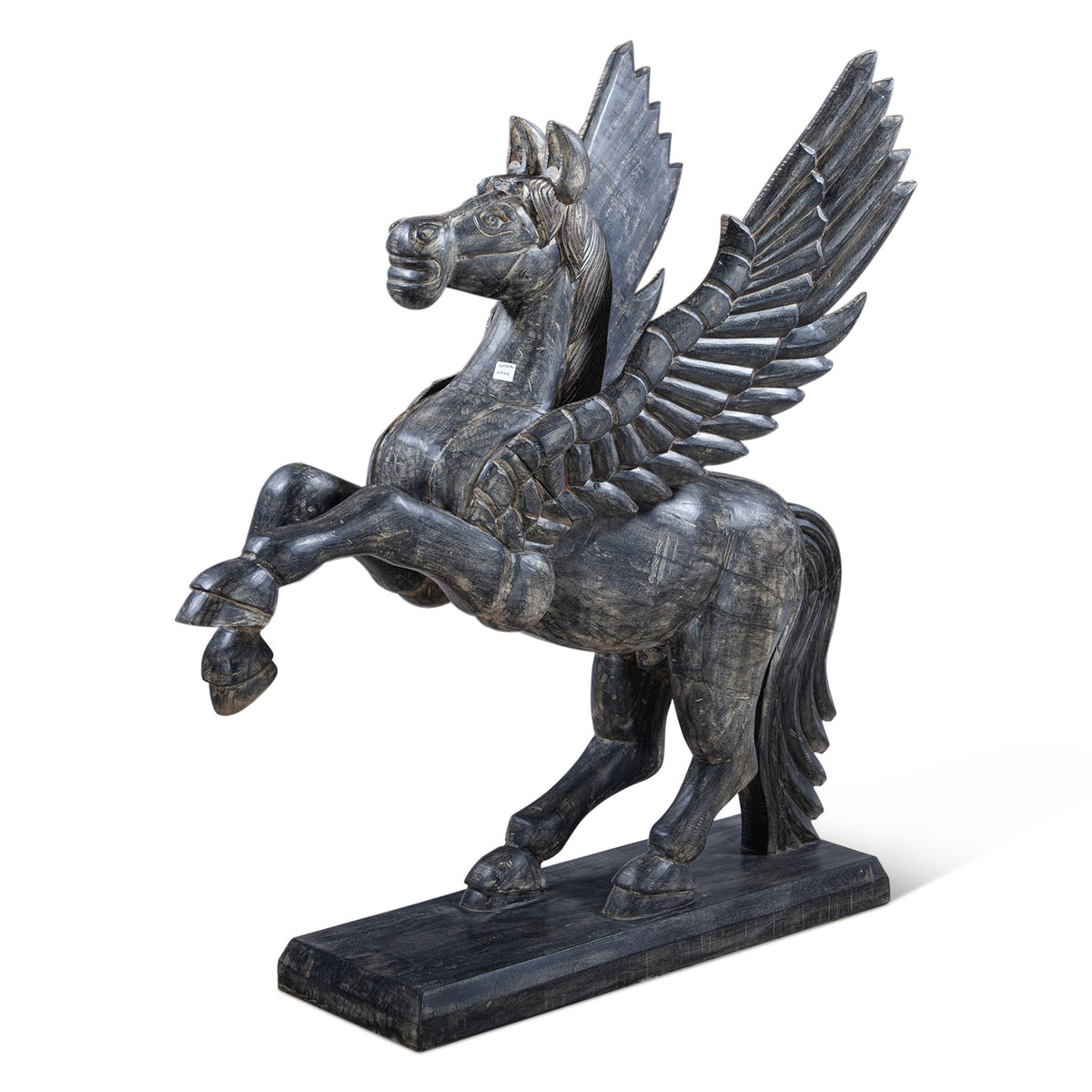 Hand Carved Wood Flying Horse Sculpture on Stand from Home Trends & Design - Luna Furniture