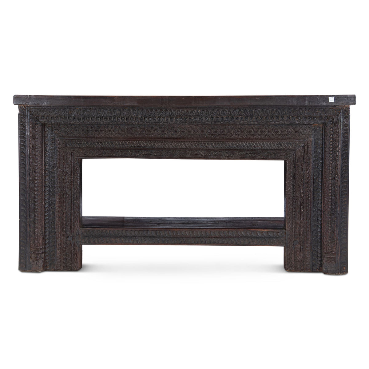 Hand Carved Wood Console Table with Bottom Shelf from Home Trends & Design - Luna Furniture