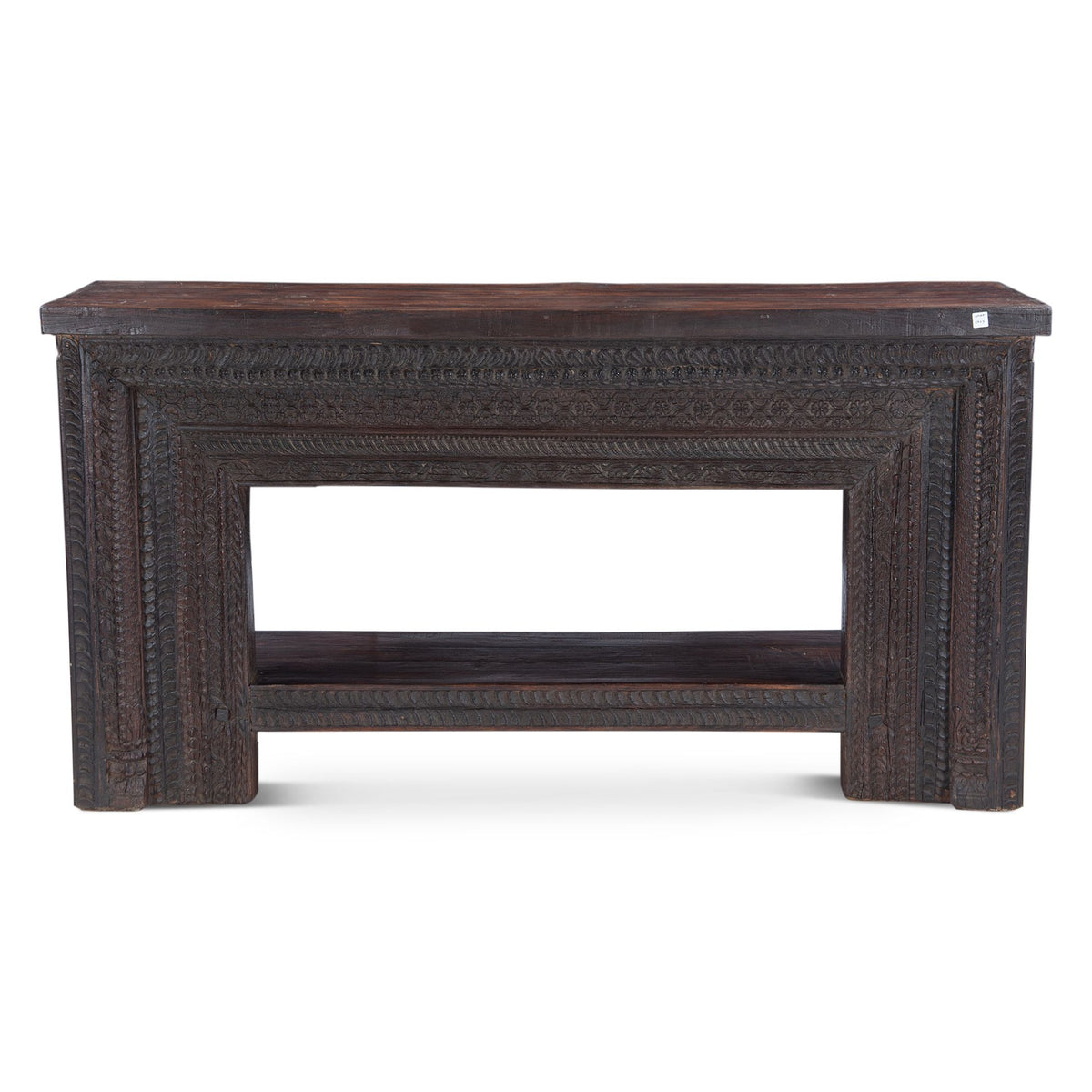 Hand Carved Wood Console Table with Bottom Shelf from Home Trends & Design - Luna Furniture