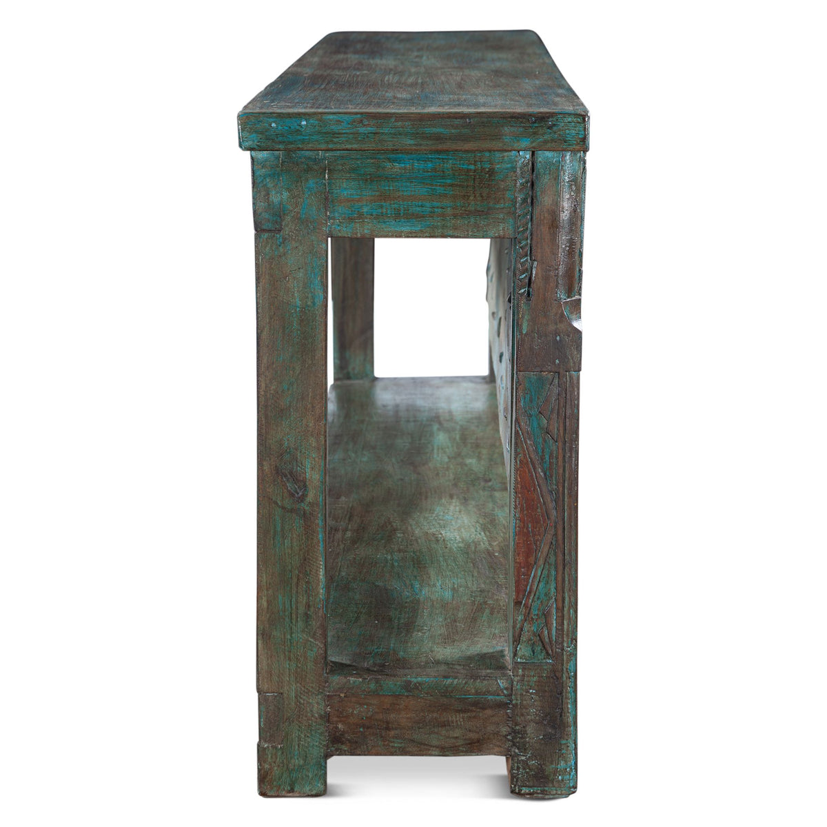 Finely Carved Wood Door Console Table with Bottom Shelf from Home Trends & Design - Luna Furniture