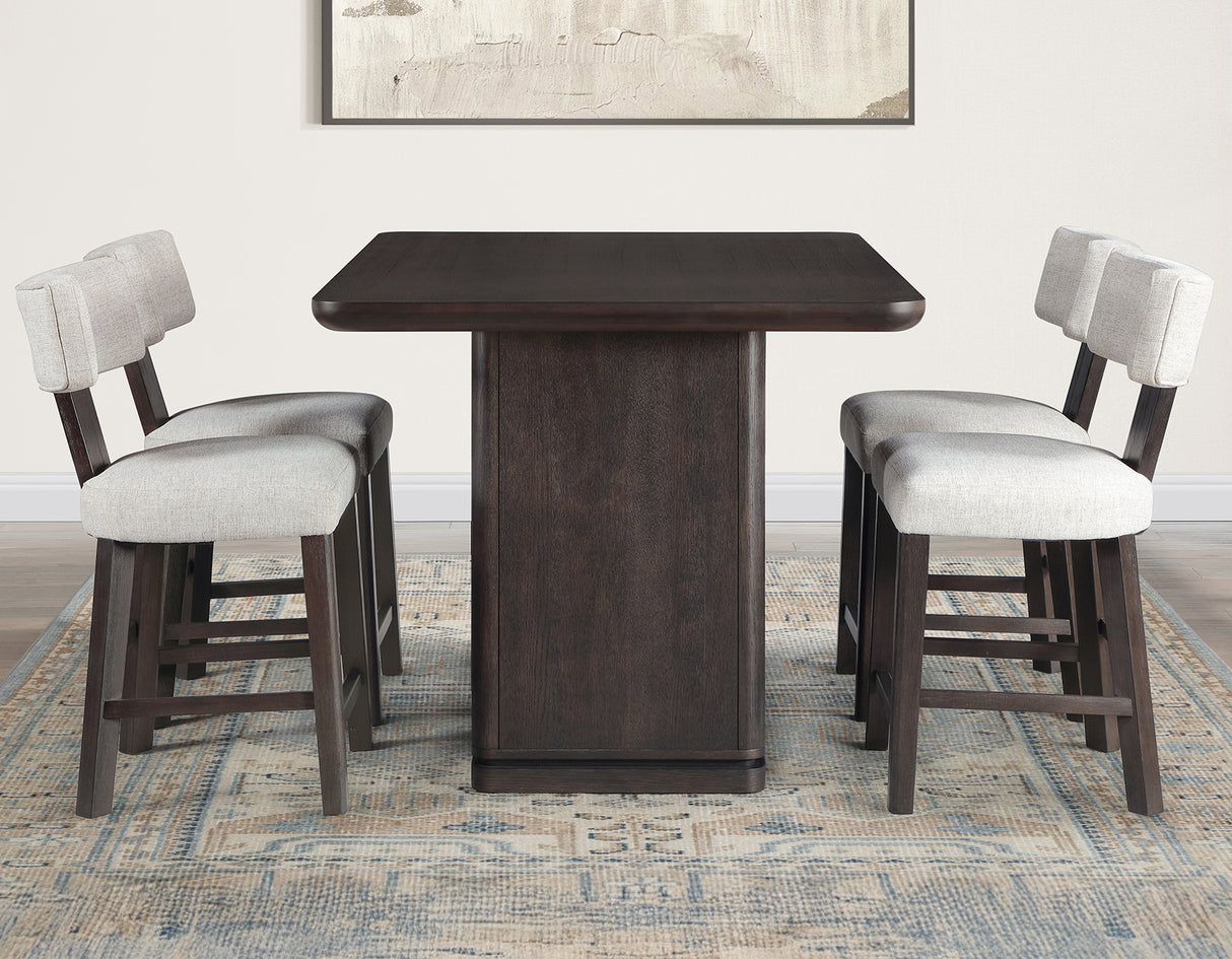 Oakley Charcoal Brown 5-Piece Counter Height Set from Steve Silver - Luna Furniture