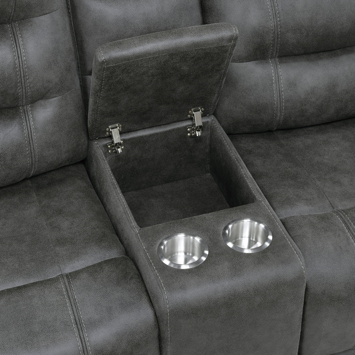 Oberon Dark Gray Double Reclining Living Room Set from Homelegance - Luna Furniture