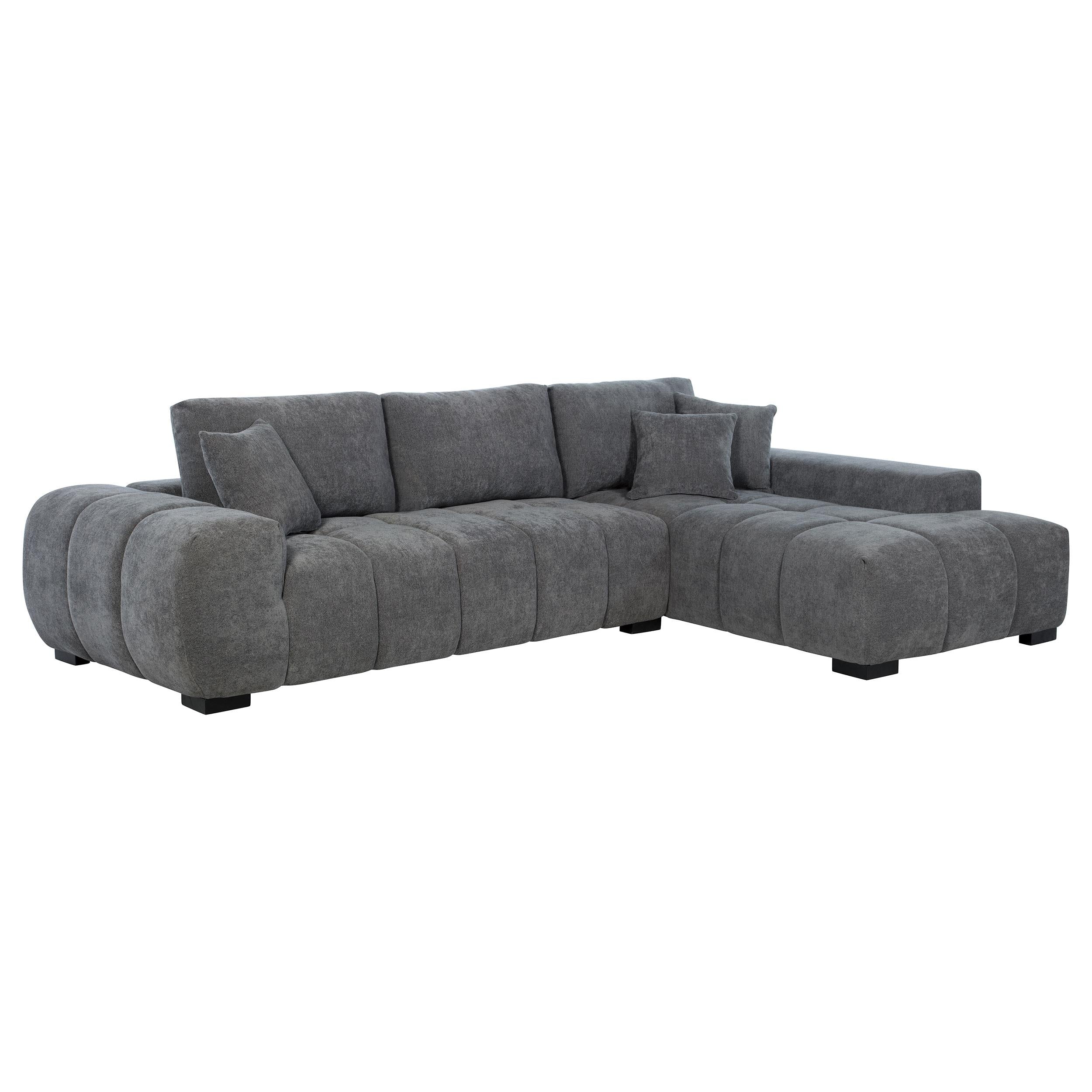 Coaster Octavia Charcoal Gray Upholstered Sectional Chaise Sofa