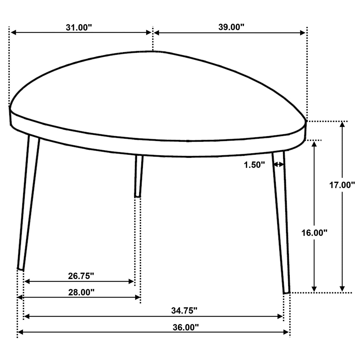 Odessa Black Triangular Solid Wood Coffee Table from Coaster - Luna Furniture