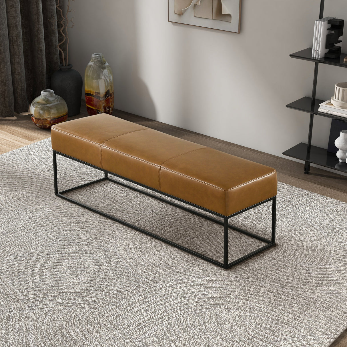 Odessa Tan Leather Bench from Ashcroft Furniture - Luna Furniture