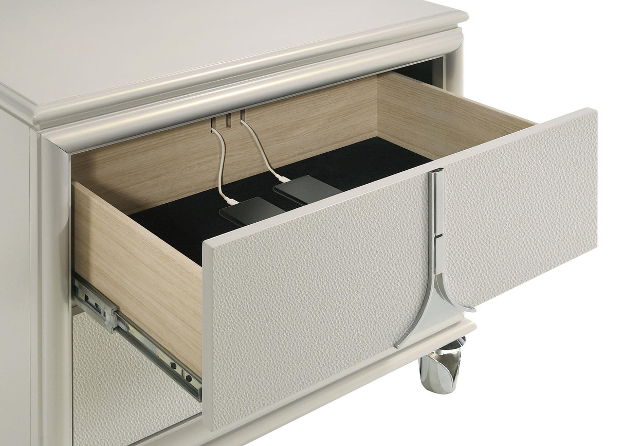 Olivia Pearl White 2-Drawer Nightstand from Coaster - Luna Furniture