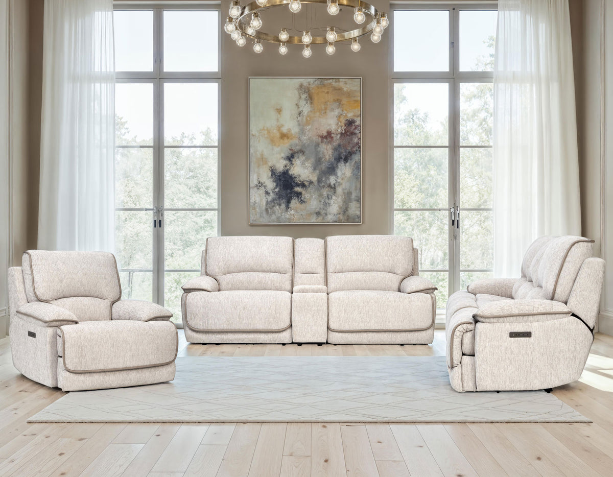 Olsen 3-Piece Dual-Power Reclining Set, Dove – Sofa, Loveseat, Recliner from Steve Silver - Luna Furniture