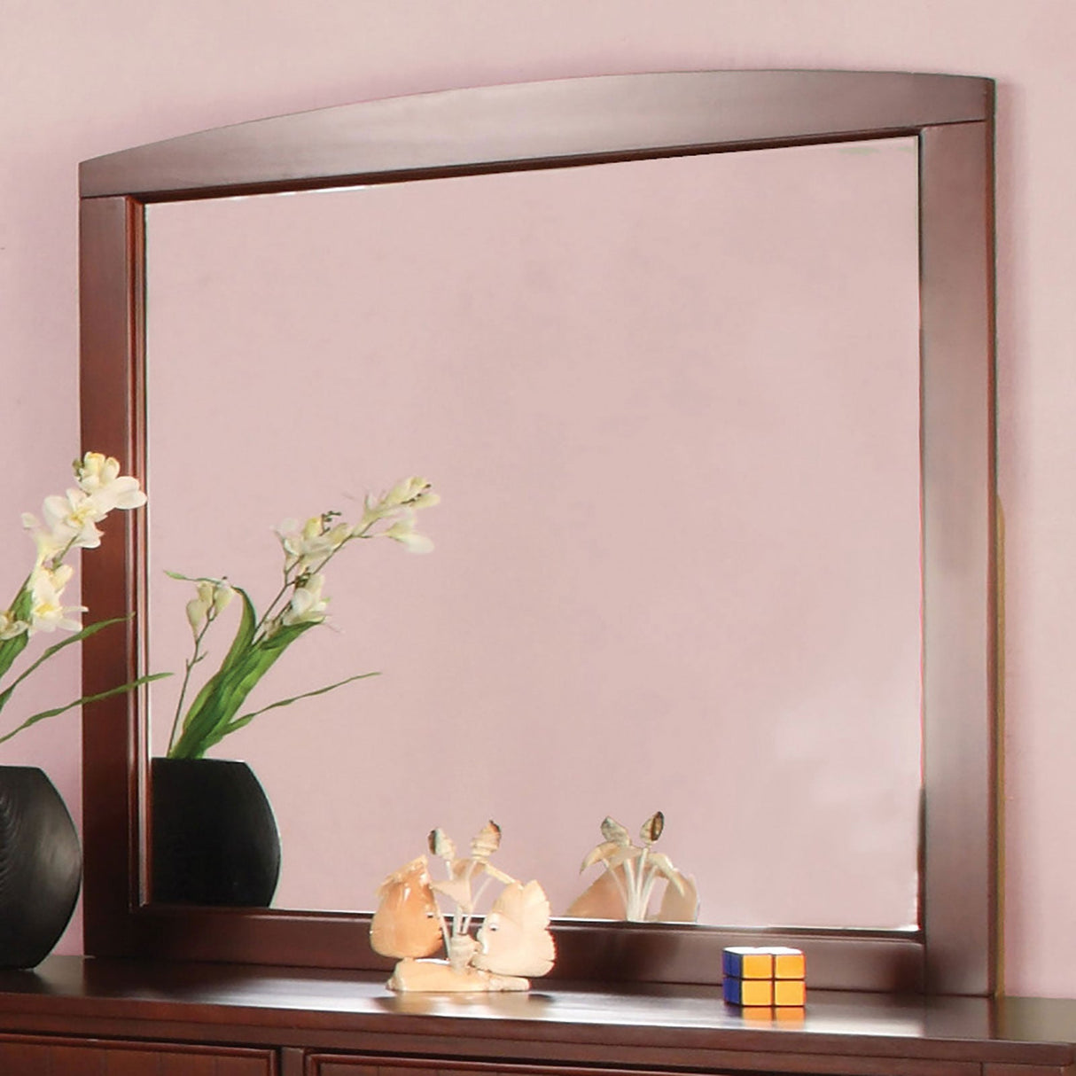 Omnus Cherry Mirror (Mirror Only) from Furniture of America - Luna Furniture