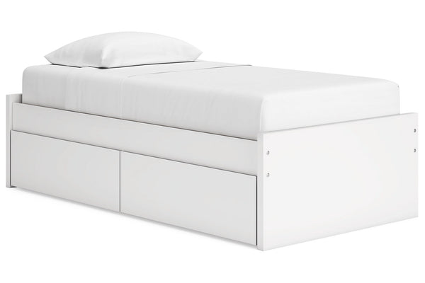 Onita White Twin Storage Platform Bed with 2 Drawers