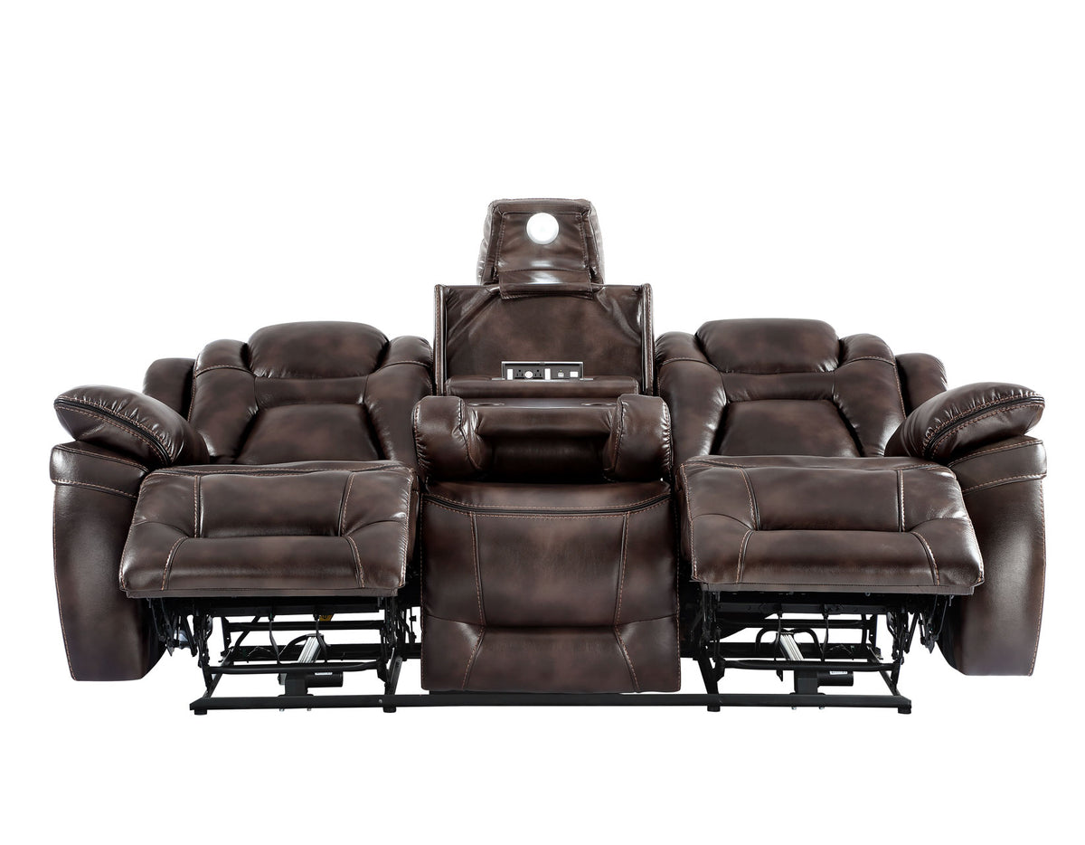 Oportuna Coffee 3-Piece Dual Power Reclining Living Room Set from Steve Silver - Luna Furniture