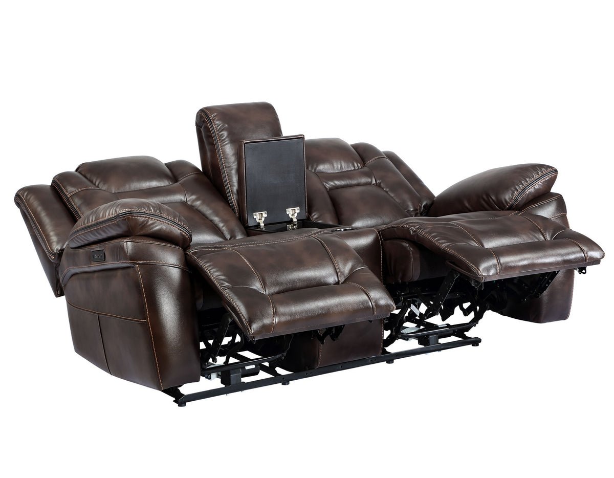 Oportuna Coffee Dual-Power Reclining Console Loveseat from Steve Silver - Luna Furniture
