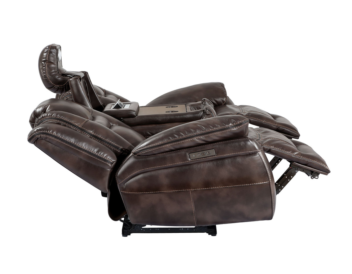 Oportuna Coffee Dual-Power Reclining Console Loveseat from Steve Silver - Luna Furniture