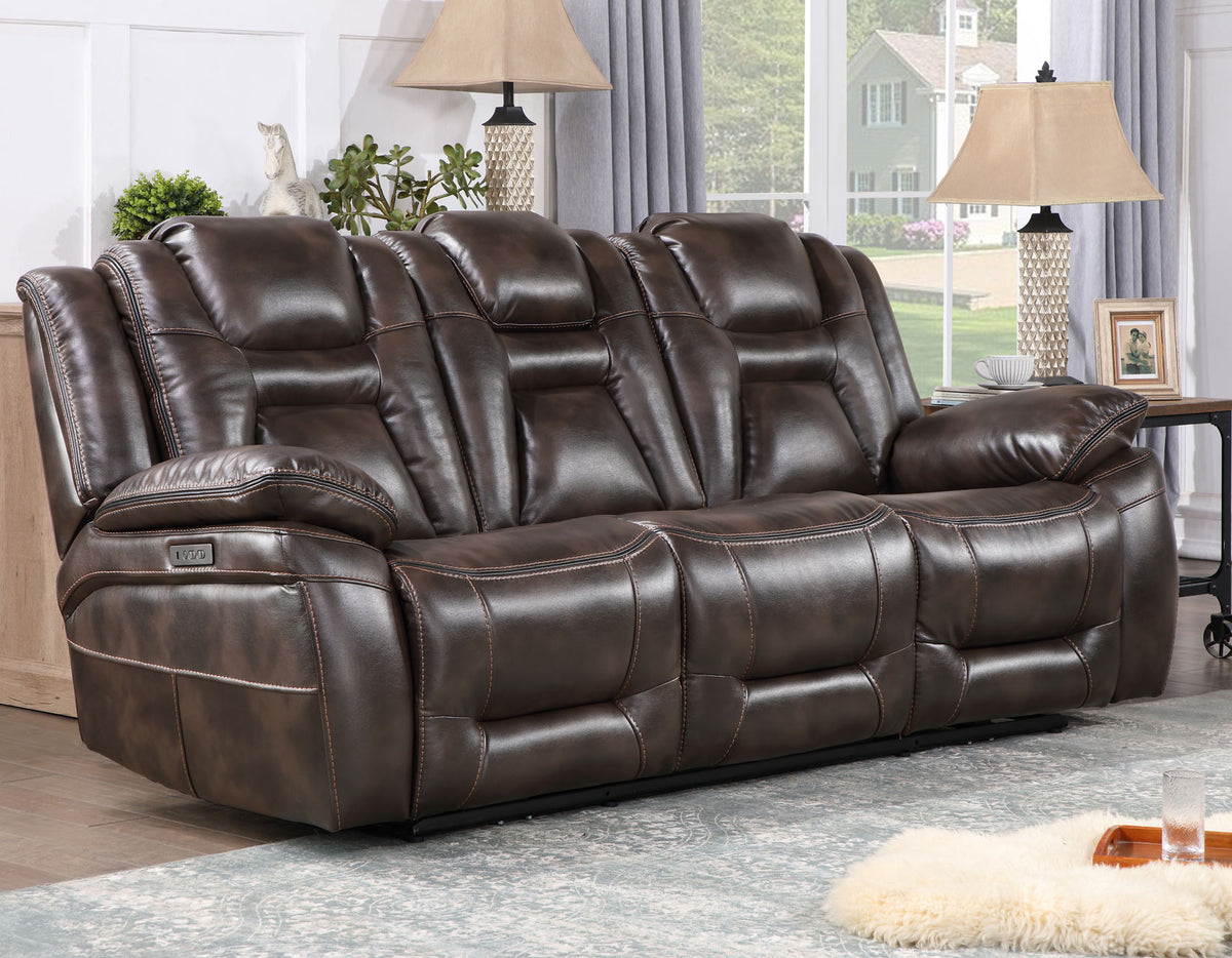Oportuna Coffee Dual-Power Reclining Sofa w/Drop-Down Table from Steve Silver - Luna Furniture