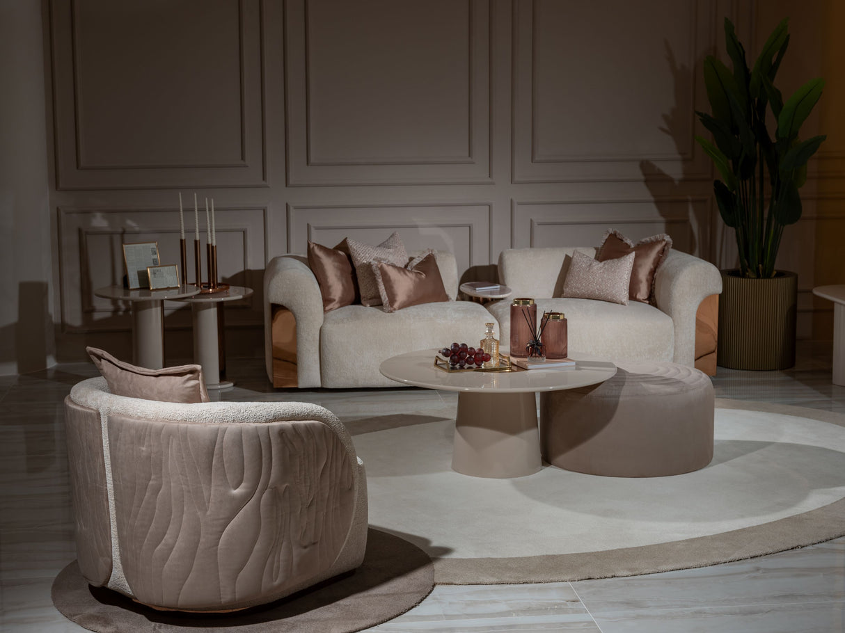 Opulenze Cream and Rose Gold Living Room Set from Luna Luxury - Luna Furniture