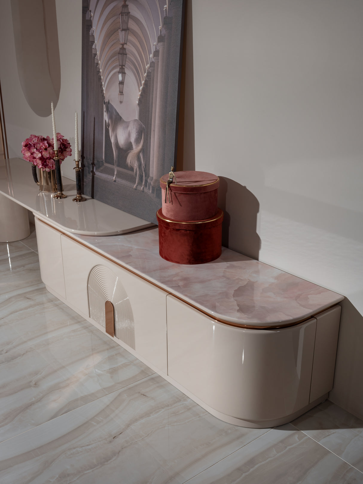 Opulenze Cream and Rose Gold Living Room Set from Luna Luxury - Luna Furniture